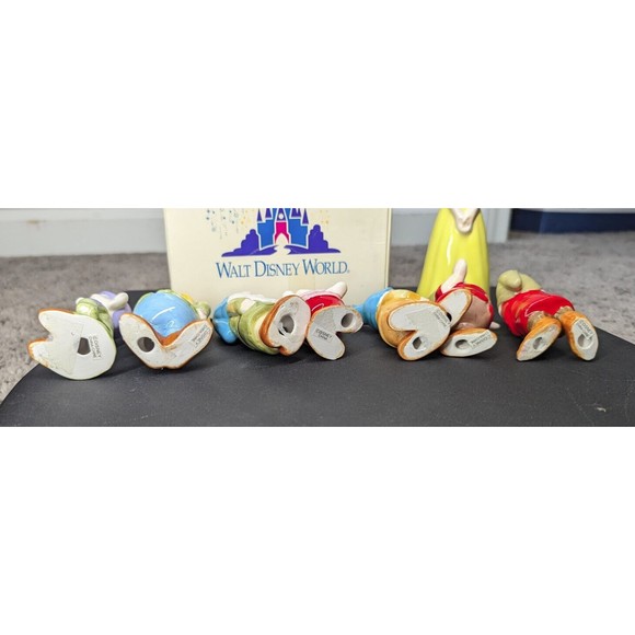 Walt Disney Studios Ceramic Figurines 6" Snow White 3" Dwarves Japan 70s 80s - Picture 6 of 6
